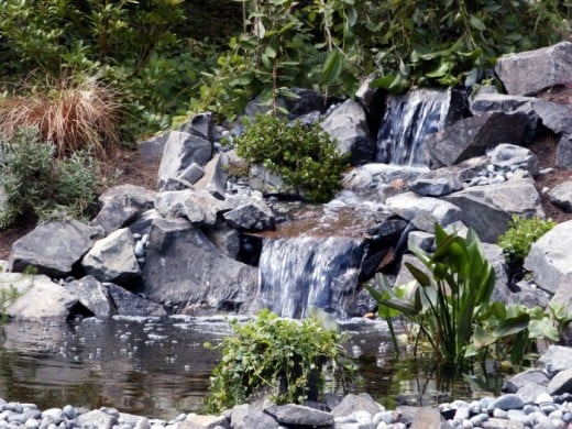Garden Pond with Double Waterfalol