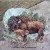 American Bison Scene - painted on natural holed fossil stone #sk021, Shop Spiritkeepers American Bison Scene - painted on natural holed fossil stone #sk021, Shop Spiritkeepers