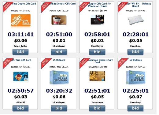 Here are all of the items up for auction when we visited BidCactus.com. Compared to eBay, it's a different world.