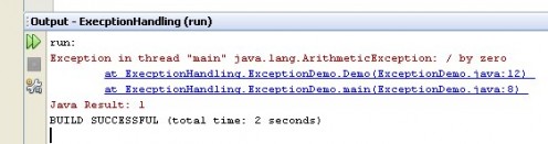 Figure 02 - The output of the program in Figure 01. An exception was thrown but not handled.