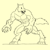 Werewolf in action pose