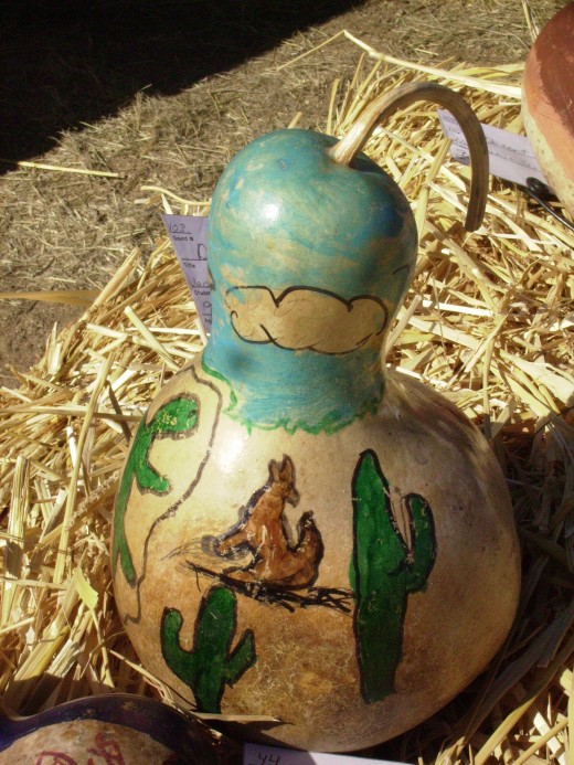 Painted Gourd Depicting Howling Coyote