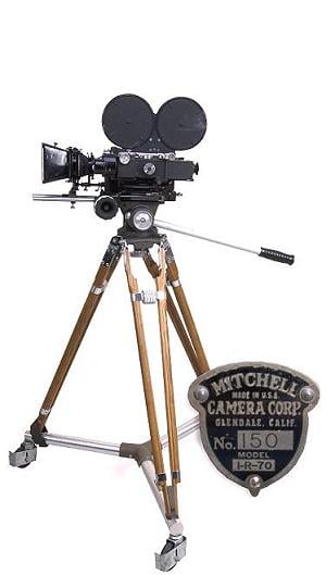 The Mitchell 16mm camera used by Centron in the 50s and 60s, donated to the KS Historical Society by Oldfather Studios, where KU film students had used it.