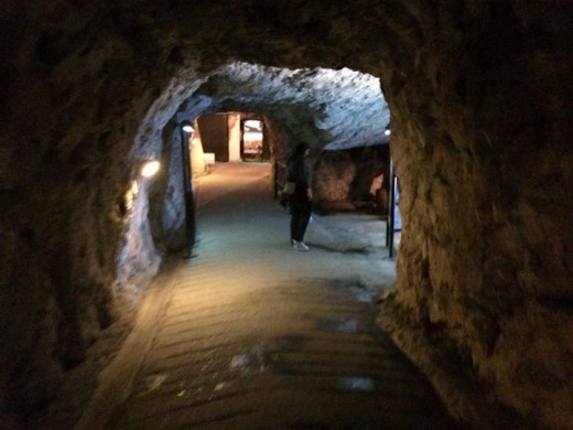 Julie exploring the Great Siege Tunnels.
