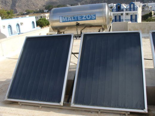 Solar panels on a roof in Greece