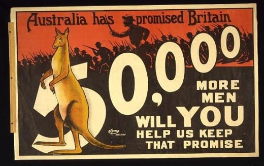 Australian World War I Recruiting Poster  (Photo courtesy of U.S. Library of Congress, Prints & Photographs Division, WWI Posters,reproduction number,[LC-USZC4-12172])