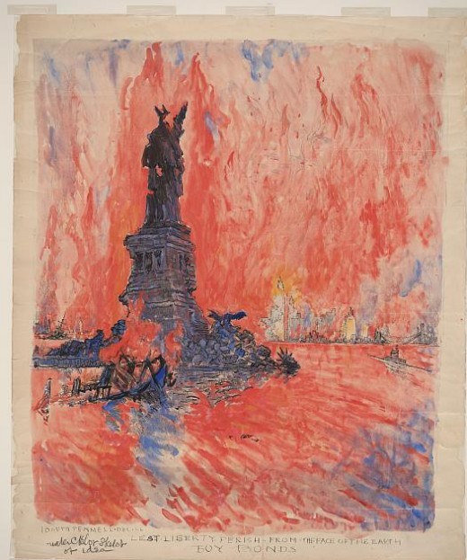 U.S. WW I Propaganda poster showing Statute of Liberty in ruins (Photo courtesy of U.S. Library of Congress, Prints &  Photographs Division, WWI Posters,reproduction number,[LC-DIG-ppmsca-18334])