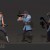 Offense - Made up of the Scout (very fast moving), the Soldier (with a bazooka), and the Pyro (with a flamethrower). Offense - Made up of the Scout (very fast moving), the Soldier (with a bazooka), and the Pyro (with a flamethrower).