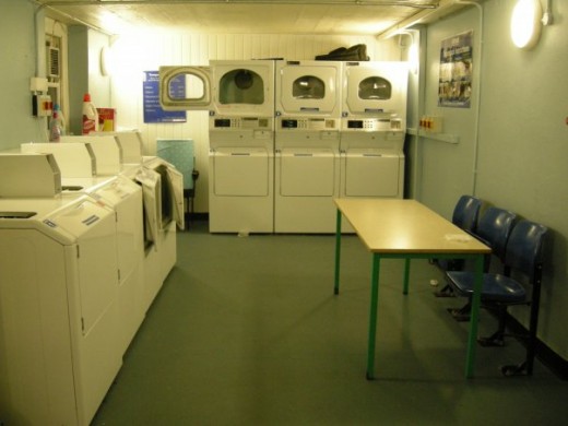 The laundry at my dorm in Dublin. I once slammed my face into the door of the far right washing machine. Ahh, the memories.