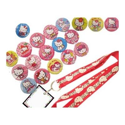 Hello Kitty Birthday Party Set - 19 Favor Badges and 1 Kitty Lanyard