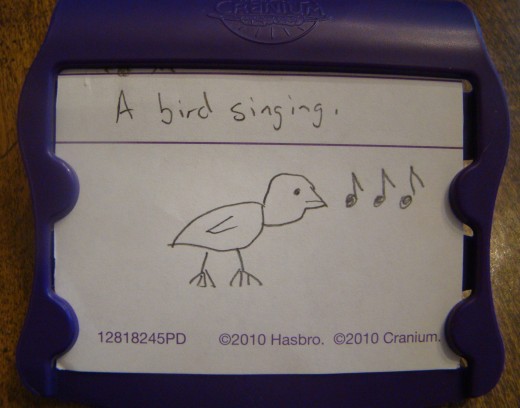 Drawing: A bird singing. 