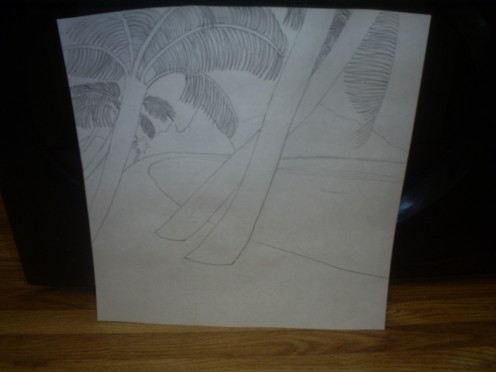 Here I have sketched out my Hawaiian scene.