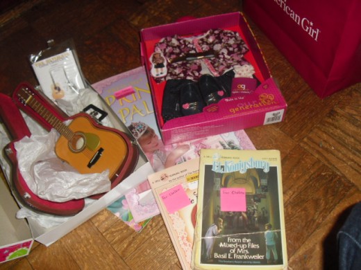 The American Girl guitar was sent as part of a 'niece pack' with items for two girls, one in kindergarten, one in 4th grade.