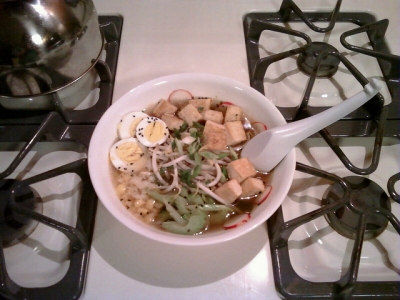 Ramen with Tofu, Vegetables, and Corn