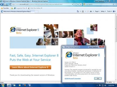 Microsoft IE 8 Comes With Windows 7