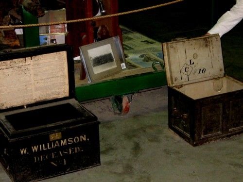 On the left is a Bank strongbox to transport cash.  And on the right is a Gold strongbox.  No wonder there were Bushrangers demanding their victims 'Stand and Deliver'