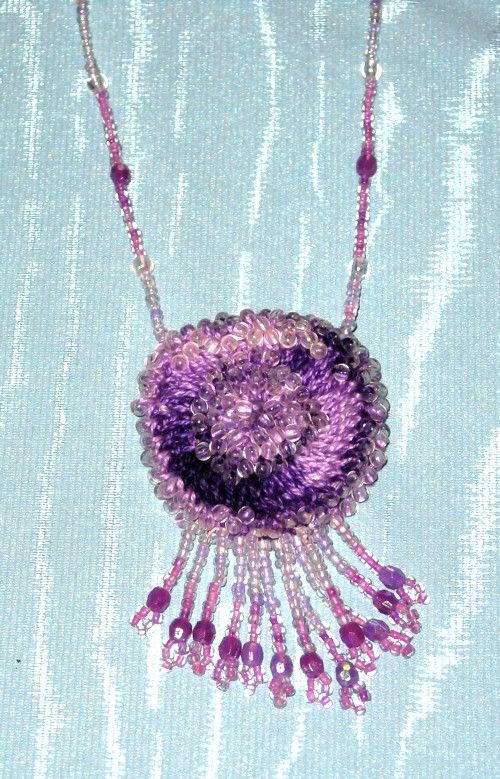 The Purple Circle Necklace...and uh-oh...this one is crocheted, not knitted.