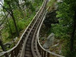 Boulder Dash's wooden track fits neatly in the natural wooded environment.