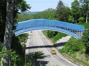 The Ravine Flyer II has 6 tunnels and this 165 foot arched bridge that spans the 4 lane Pennisnula Drive.
