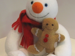 snowman toy pattern close up