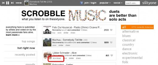 Snapshot taken from http://www.thesixtyone.com/. Look only the download able file has the link download.