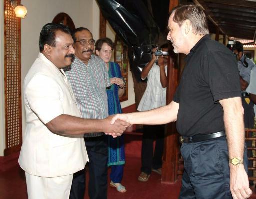 V. Prabhakaran with Norway Foreign Minister Jan Petersen.