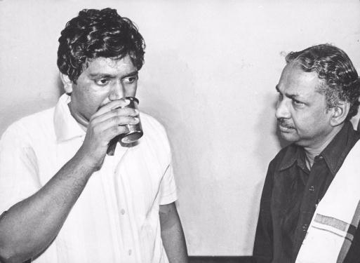 V. Prabhakaran with Dravidar Kazhagam's Veeramani.