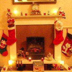 My fireplace on Christmas Eve, all ready for Santa Claus