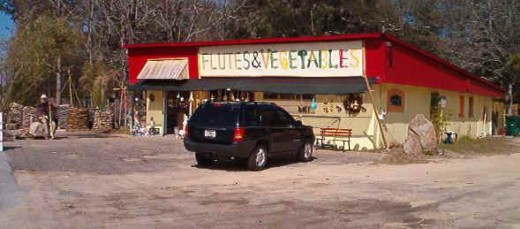 Flutes and Vegetables store has an interesting variety to sell, and will rent you a boat too.