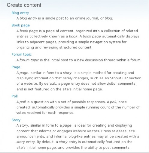 Create Content Page in Drupal