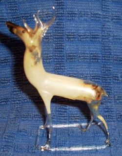 German Hand Blown Glass Deer Ornament Circa 1920