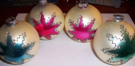 Set of West German Glass Ball Ornaments
