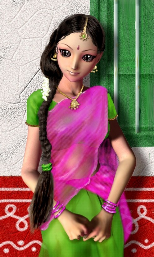 This is how a dhavani or half-saree looks.