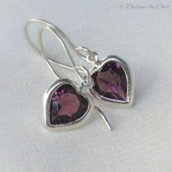 Amethyst Sterling Silver Heart Earrings