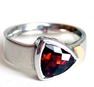 Red Garnet Ring Gold and Silverwww.ResaWilkinson.etsy.com
