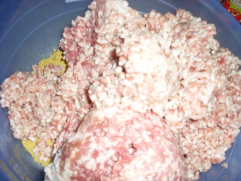 Pork mince waiting for the spices to be added.