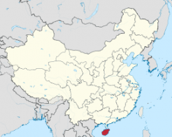 Hainan is highlighted on this map