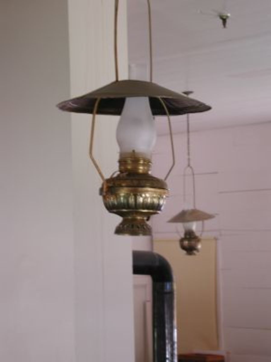 Original oil lamps have been converted to electric.