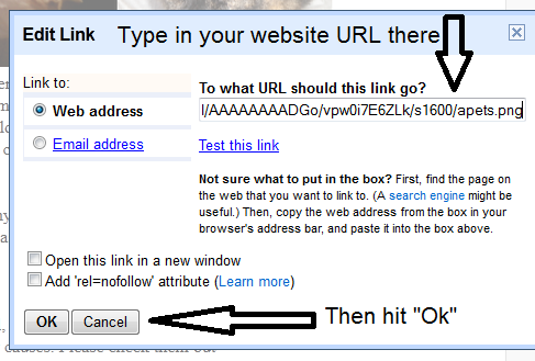 Enter your URL then click OK.