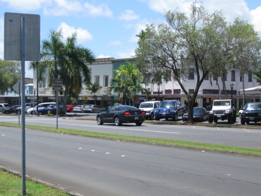 Downtown Hilo, Hawaii - area is within view of Hilo Bay and in the path of past and future tsunamis