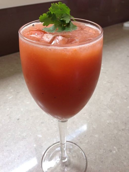 Fresh Watermelon, tomato and apple juice