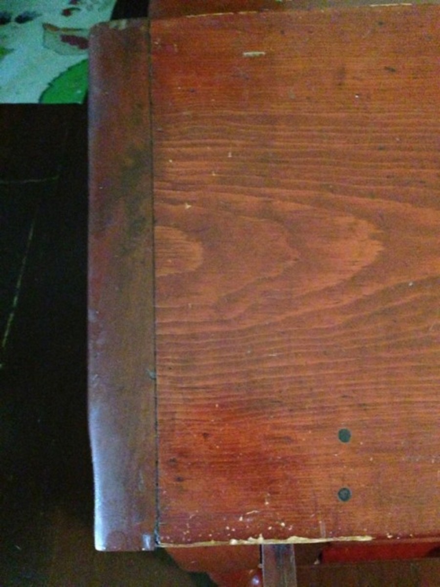Edge of the slant top of the desk.