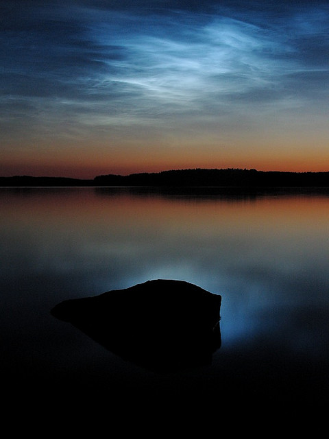 Noctilucent clouds over Lake Saimaa