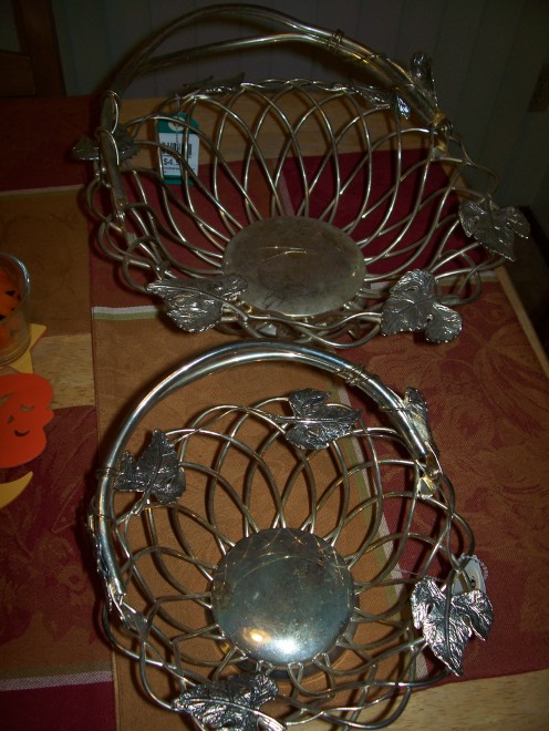 Two tarnished baskets, only cost $8 for both.