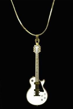 Harmony Jewelry Les Paul Electric Guitar Necklace - Gold and White