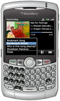 You can still bookmark and find out more information about your songs with the Pandora Blackberry app