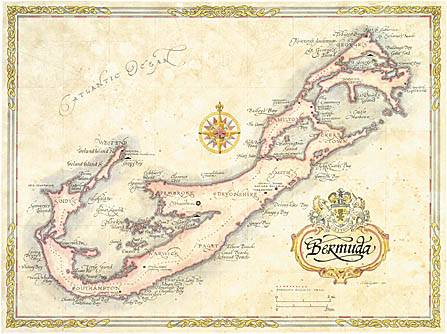 Vintage map of Bermuda.