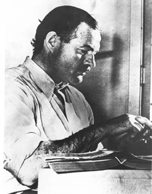 Earnest Hemingway working on "For Whom the Bell Tolls"