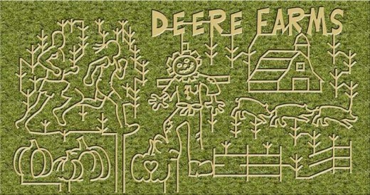 In 2013 Deere Farms had 3 mazes covering a total of 12 acres