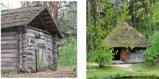 Latvian barn.  From Latvian Open Air Ethnic Museum. Latvian privy and bathhouse. 